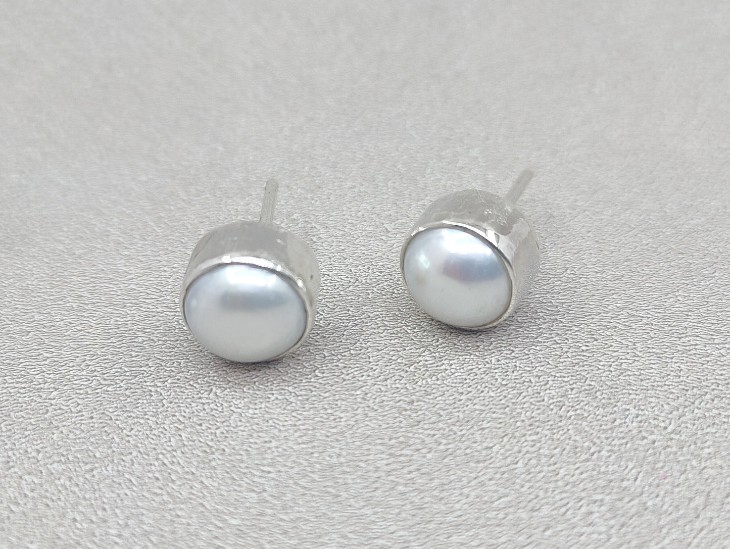 Pearl Earring, Sterling Silver Pearl Earring, Birthstone Earring, Zodiac Earring, Round Pearl Studs, Soliatire Jewelry, Silver Women Jewelry