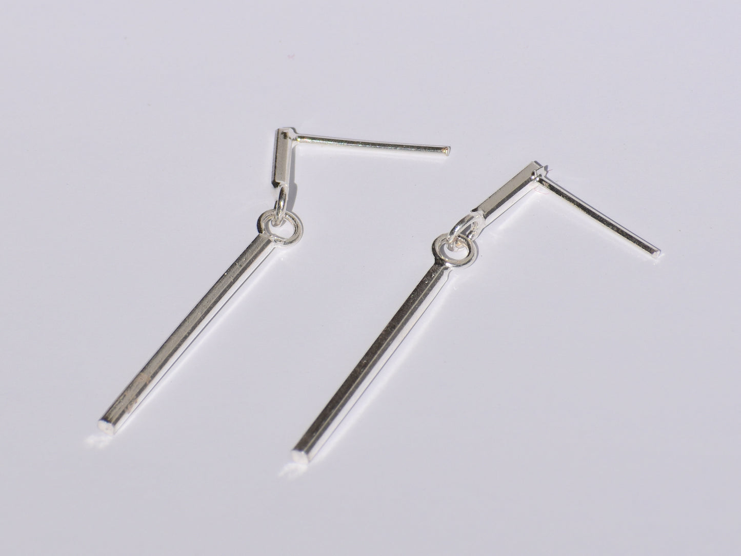 Bar Earrings, Sterling Silver Dangled Earrings, Boho Jewelry, Hammered Bar Jewelry, Slim Minimalist Silver Earrings, Straight Line Earring