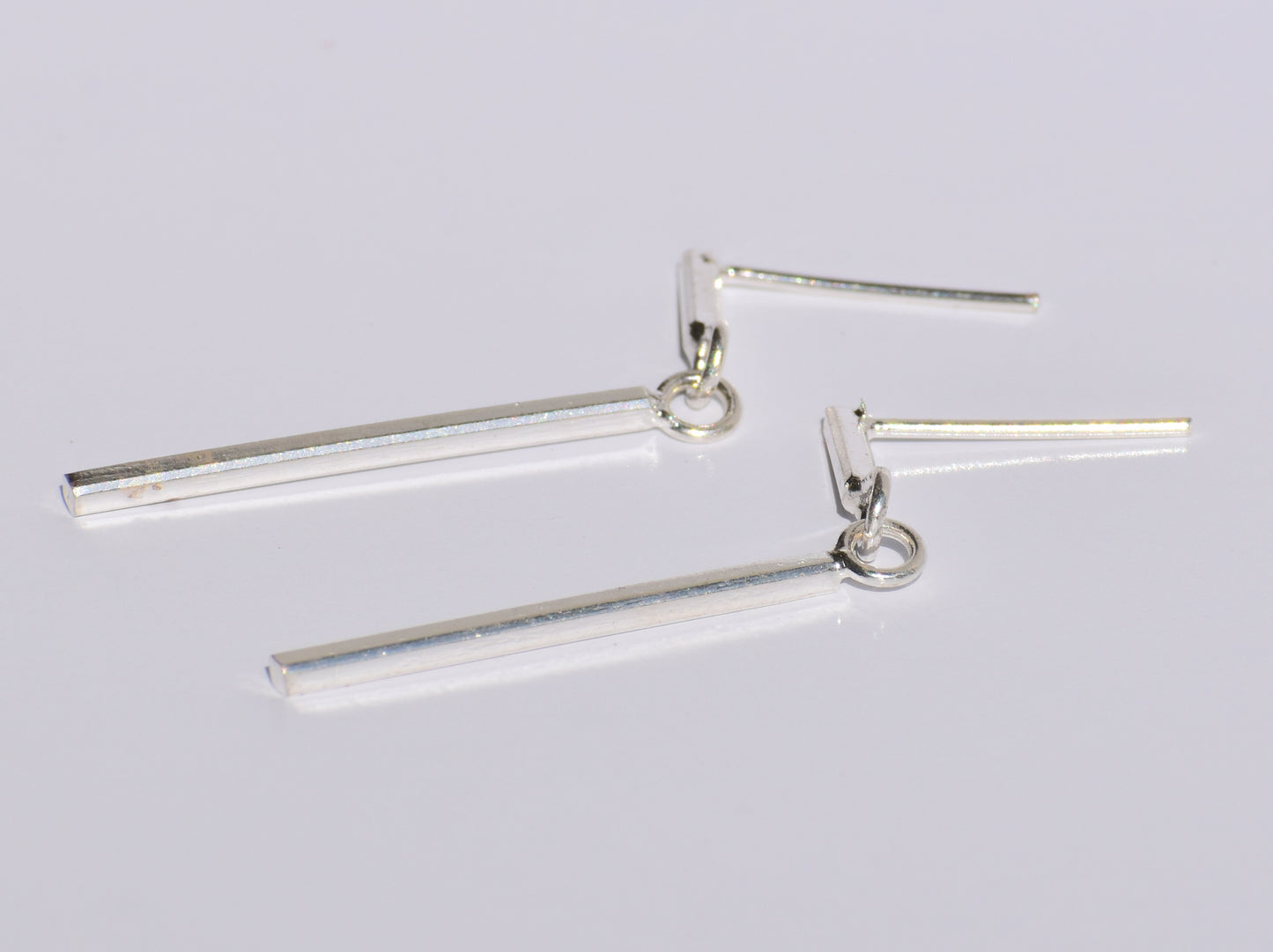 Bar Earrings, Sterling Silver Dangled Earrings, Boho Jewelry, Hammered Bar Jewelry, Slim Minimalist Silver Earrings, Straight Line Earring