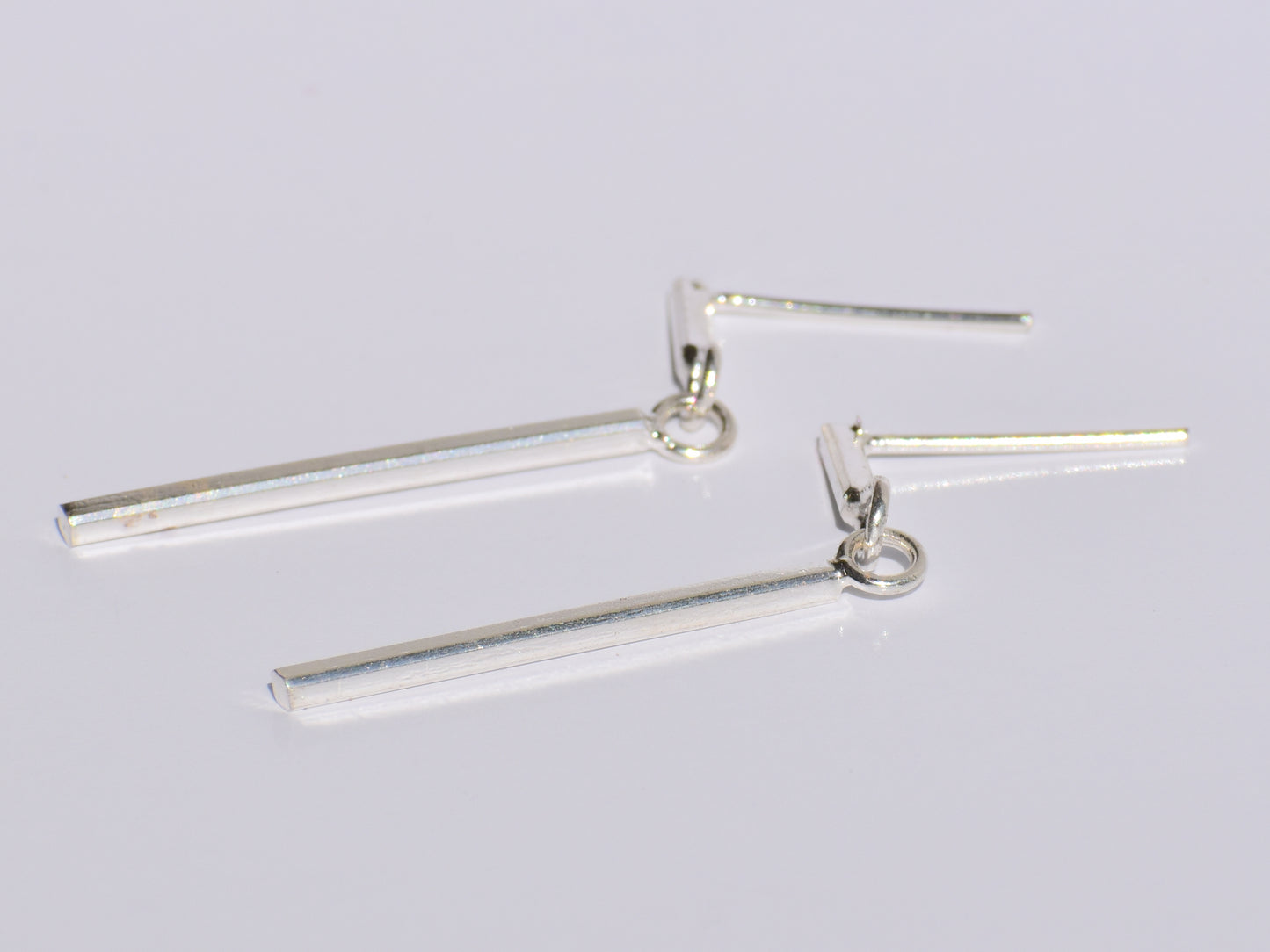 Bar Earrings, Sterling Silver Dangled Earrings, Boho Jewelry, Hammered Bar Jewelry, Slim Minimalist Silver Earrings, Straight Line Earring