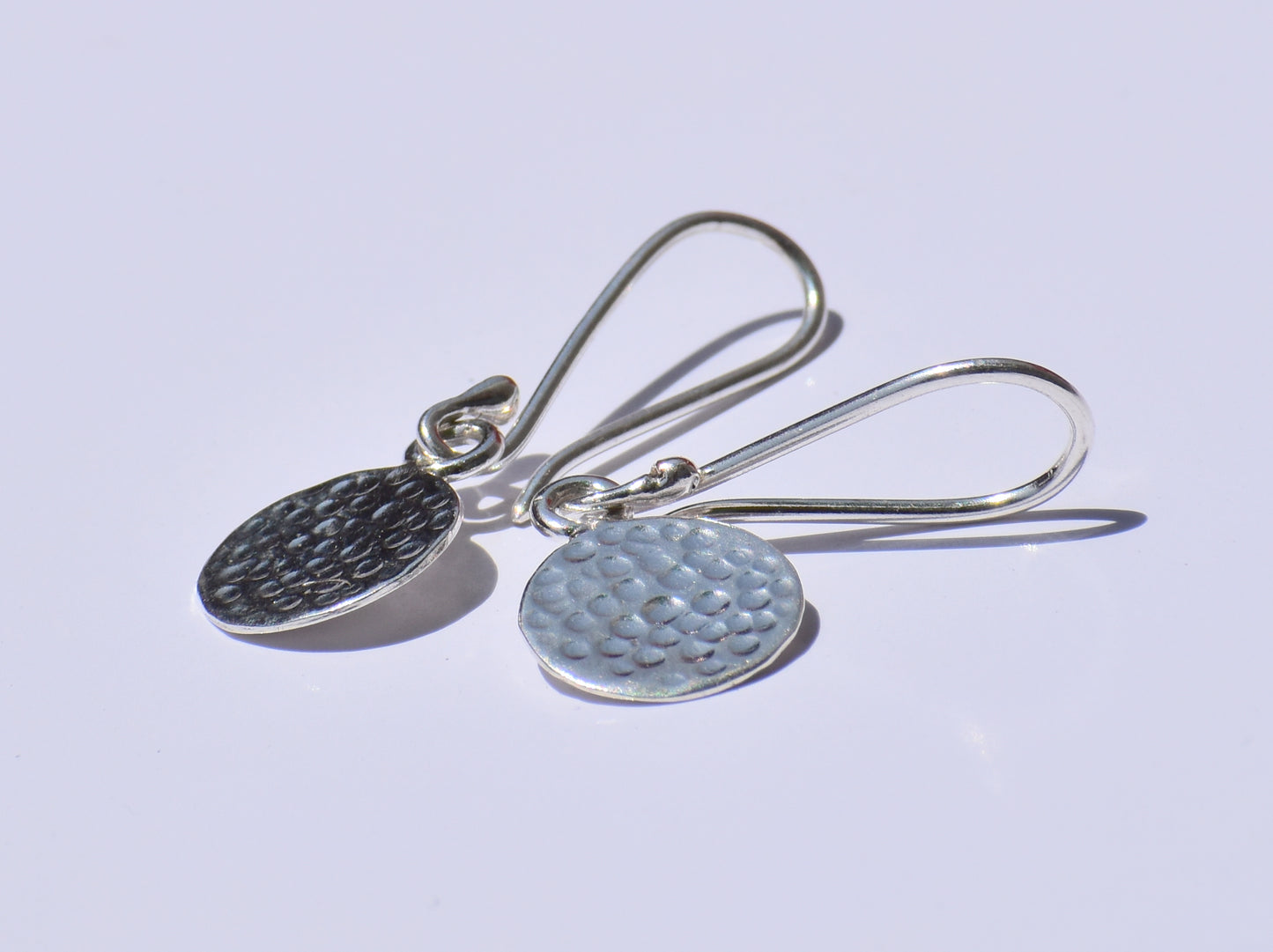 Silver Dangled Earrings, Hammered Circle Earrings, Ear Wire Closure Earrings, Handcrafted Earrings, Women Accessories, Fancy Hanging Jewelry