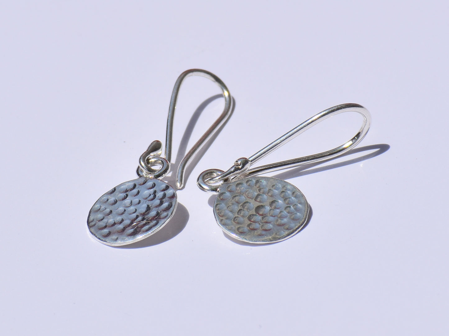 Silver Dangled Earrings, Hammered Circle Earrings, Ear Wire Closure Earrings, Handcrafted Earrings, Women Accessories, Fancy Hanging Jewelry