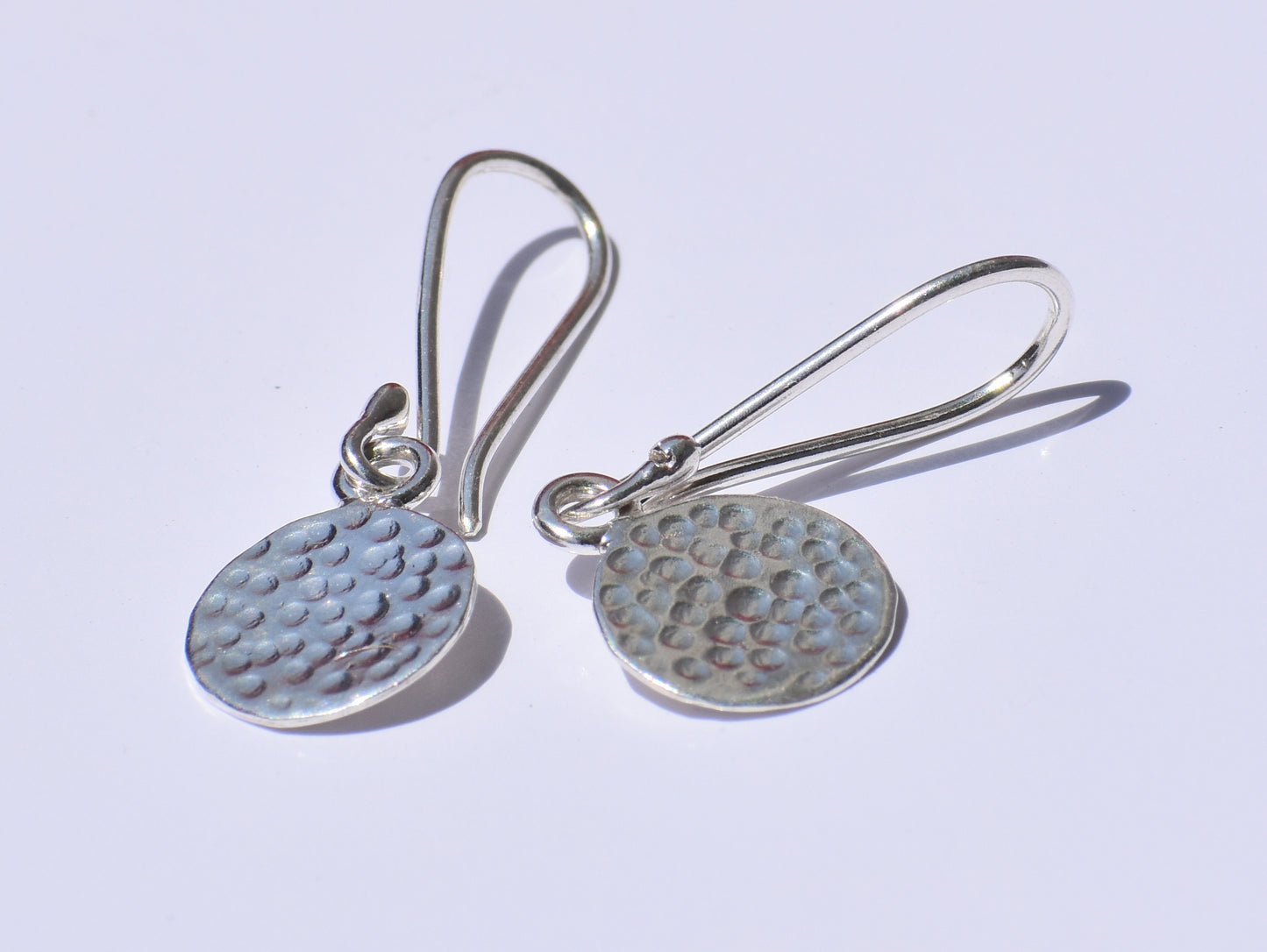 Silver Dangled Earrings, Hammered Circle Earrings, Ear Wire Closure Earrings, Handcrafted Earrings, Women Accessories, Fancy Hanging Jewelry