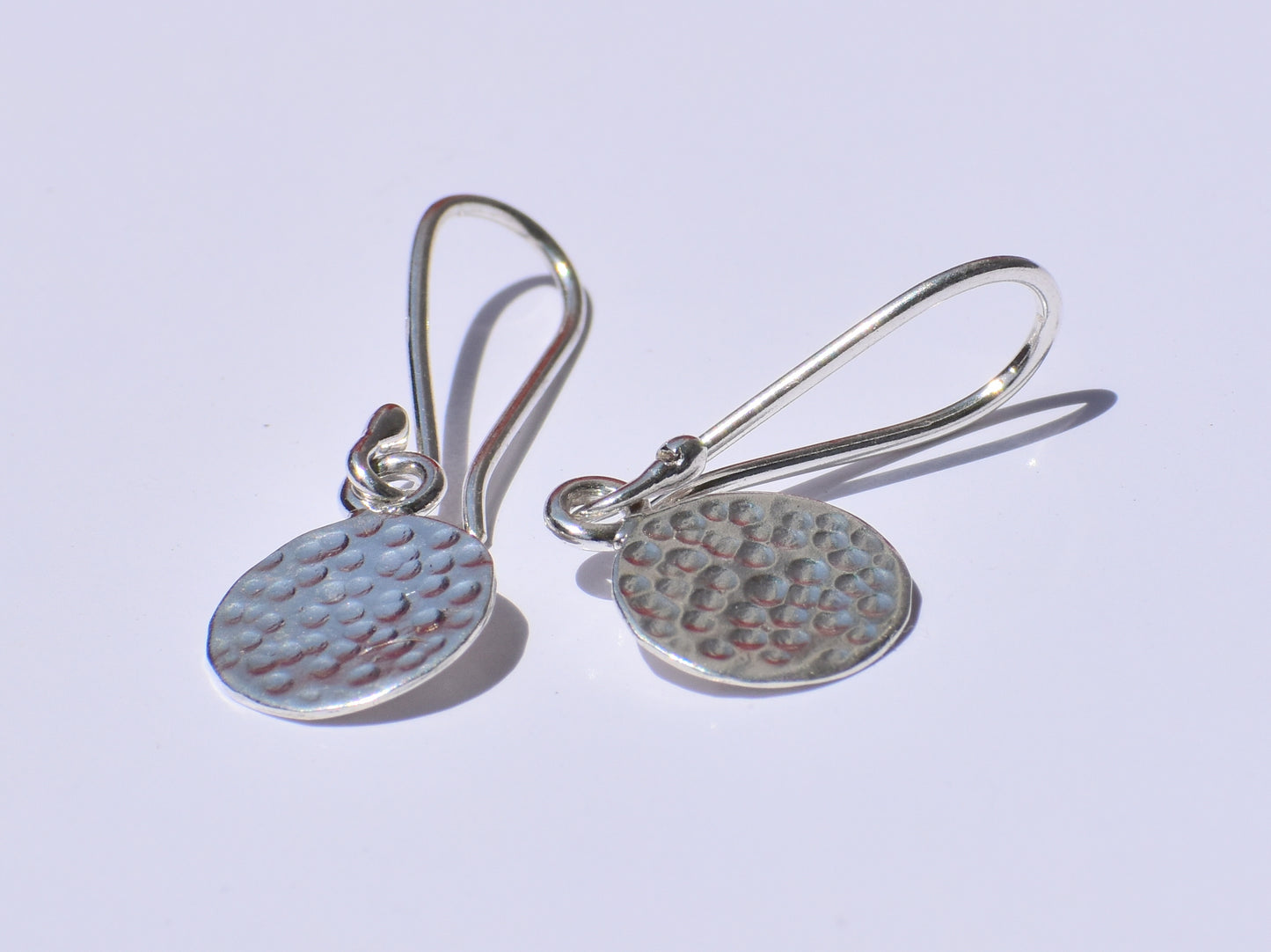 Silver Dangled Earrings, Hammered Circle Earrings, Ear Wire Closure Earrings, Handcrafted Earrings, Women Accessories, Fancy Hanging Jewelry