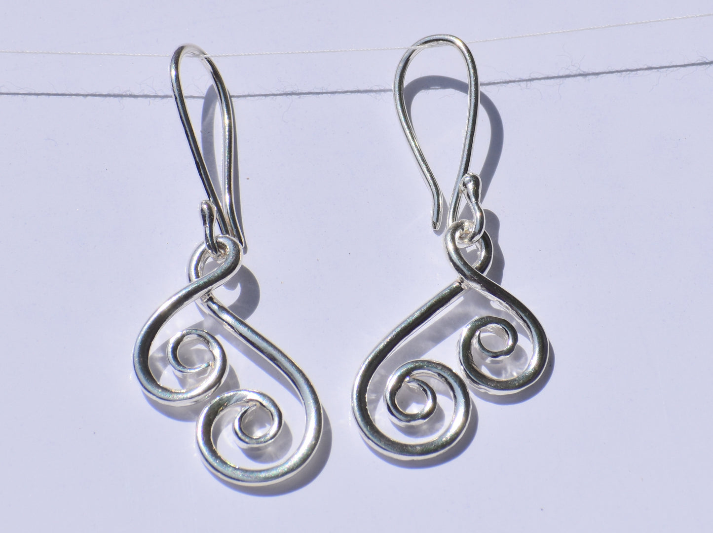 Silver Spiral Earrings, Handmade Earrings, Silver Dangled Earrings, Boho Jewelry, Statement Jewelry, Anniversary Gift, Accessories For Women