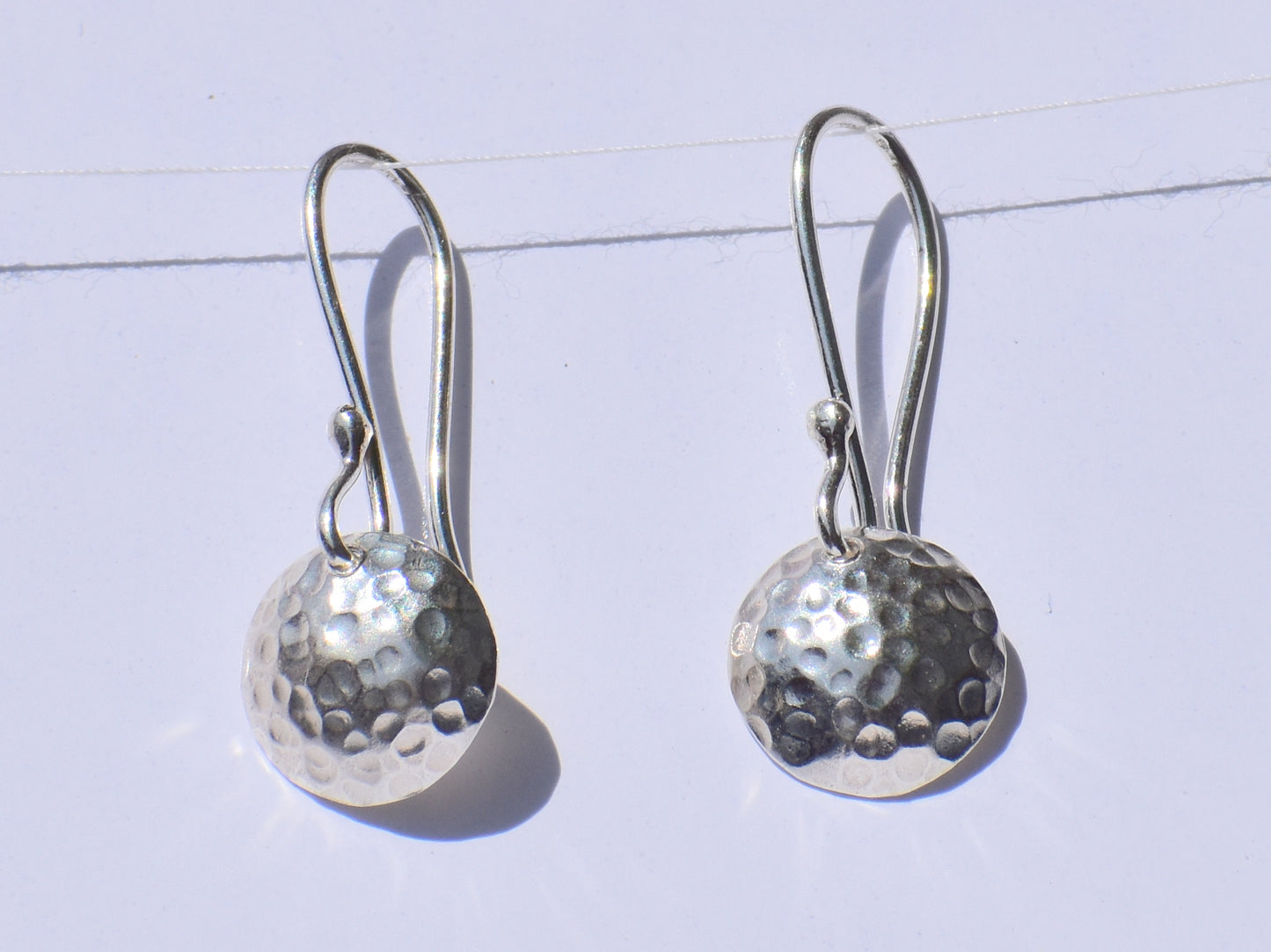 Silver Geometric Earrings, Silver Dangled Earrings, Hammered Earrings, 925 Sterling Silver Earrings, Ear Wire Closure, Minimalist Women Gift