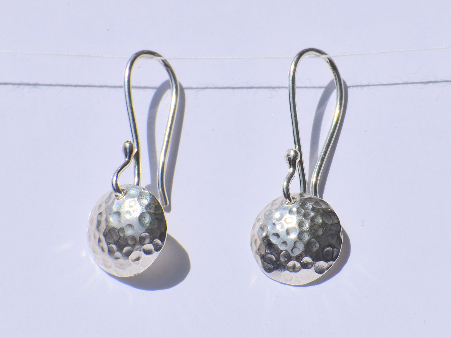 Silver Geometric Earrings, Silver Dangled Earrings, Hammered Earrings, 925 Sterling Silver Earrings, Ear Wire Closure, Minimalist Women Gift