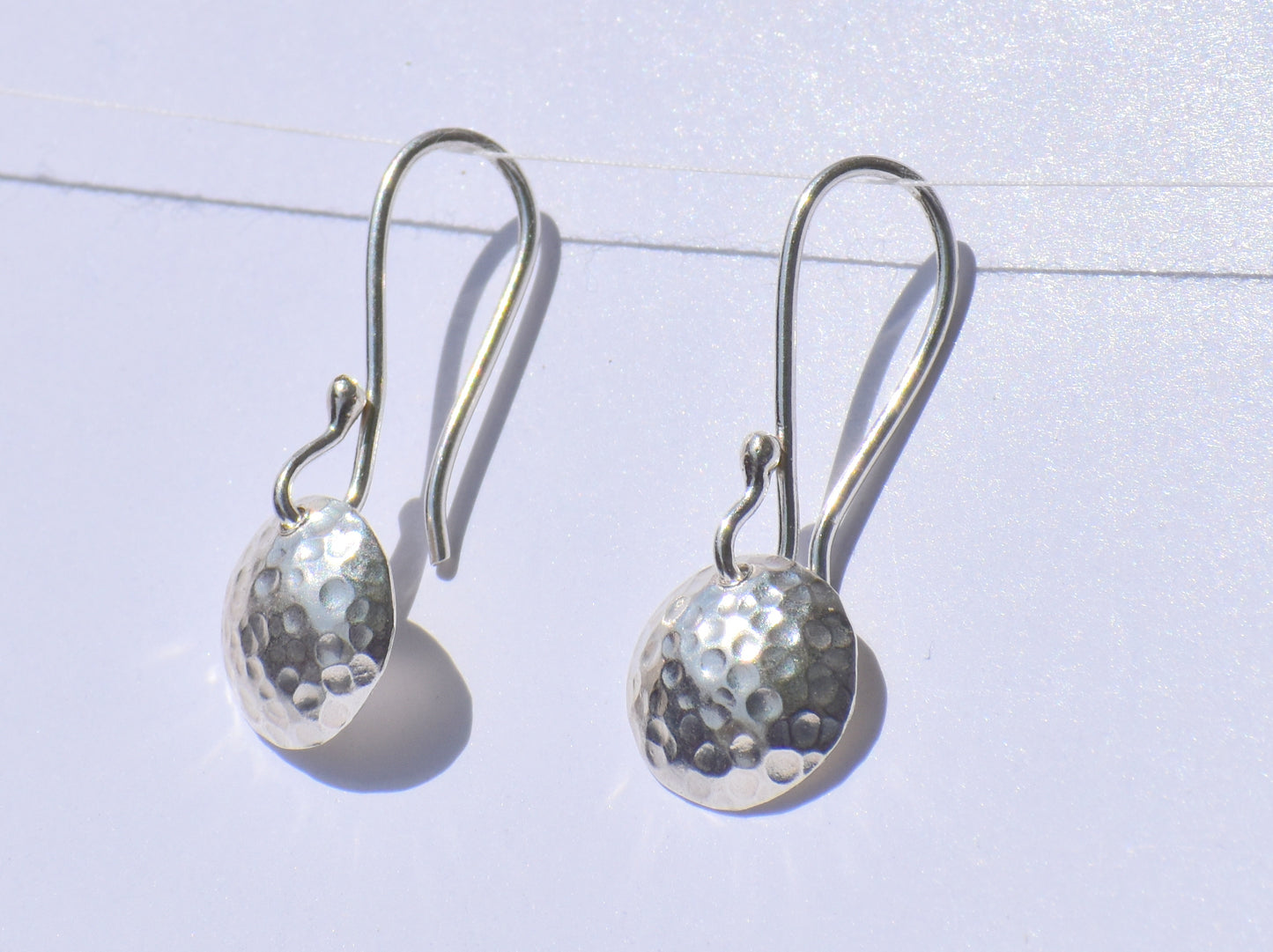 Silver Geometric Earrings, Silver Dangled Earrings, Hammered Earrings, 925 Sterling Silver Earrings, Ear Wire Closure, Minimalist Women Gift