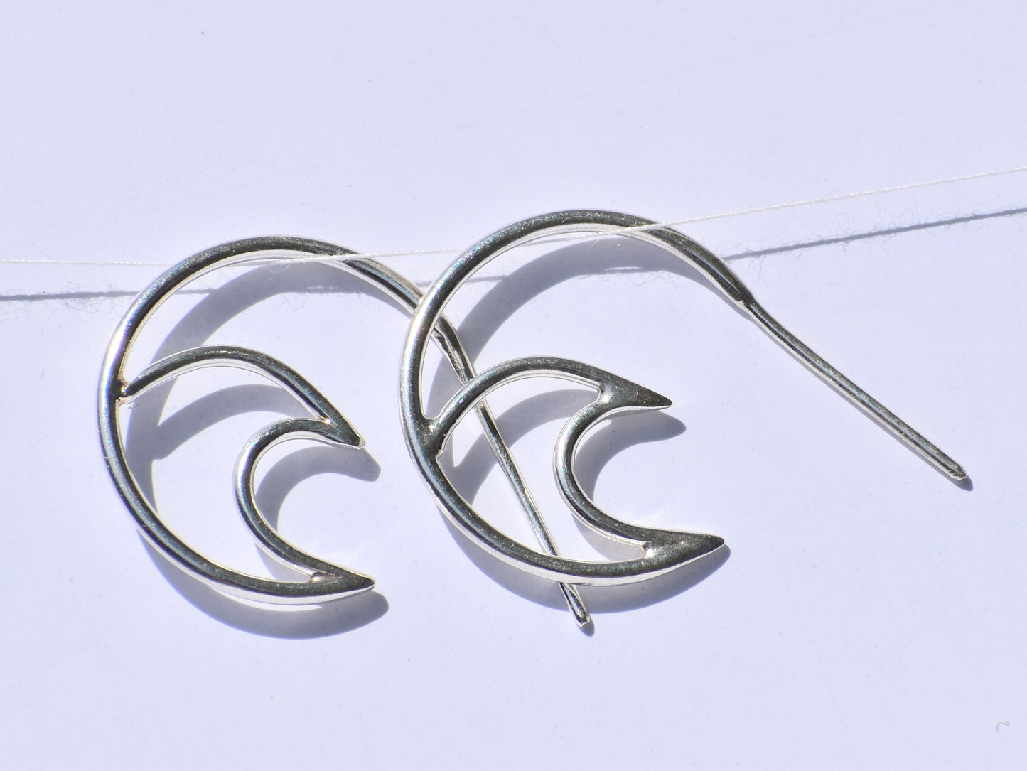 Silver Wave Earrings, Ear Spike Earrings, Handmade Earrings, 925 Sterling Silver Earrings, Surfers Earrings, Boho Earrings, GIft For Women