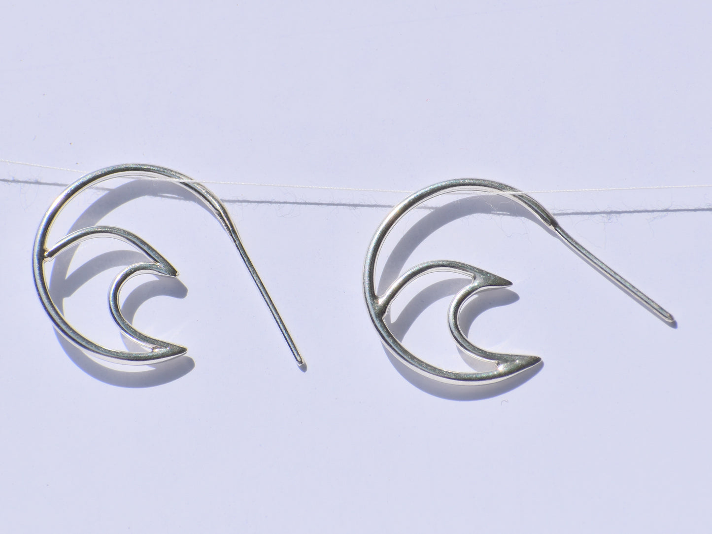 Silver Wave Earrings, Ear Spike Earrings, Handmade Earrings, 925 Sterling Silver Earrings, Surfers Earrings, Boho Earrings, GIft For Women