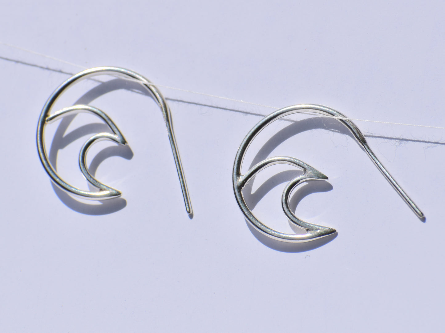 Silver Wave Earrings, Ear Spike Earrings, Handmade Earrings, 925 Sterling Silver Earrings, Surfers Earrings, Boho Earrings, GIft For Women