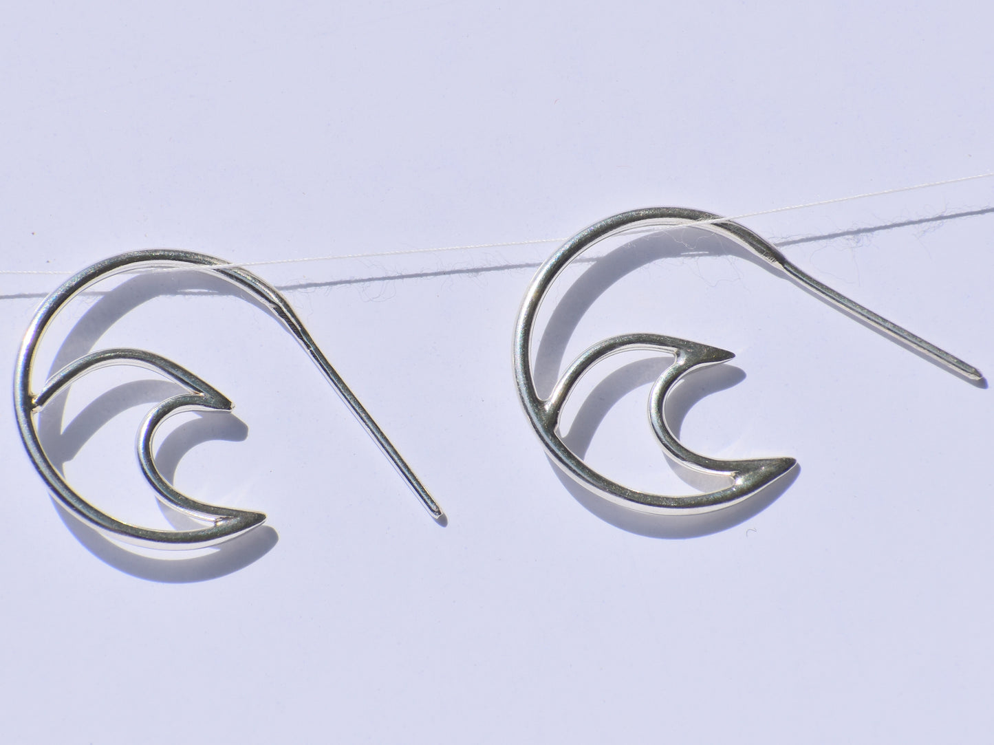 Silver Wave Earrings, Ear Spike Earrings, Handmade Earrings, 925 Sterling Silver Earrings, Surfers Earrings, Boho Earrings, GIft For Women
