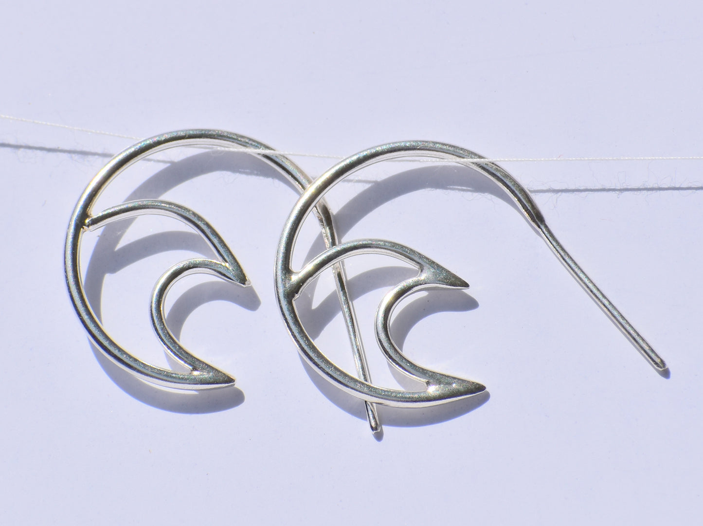 Silver Wave Earrings, Ear Spike Earrings, Handmade Earrings, 925 Sterling Silver Earrings, Surfers Earrings, Boho Earrings, GIft For Women