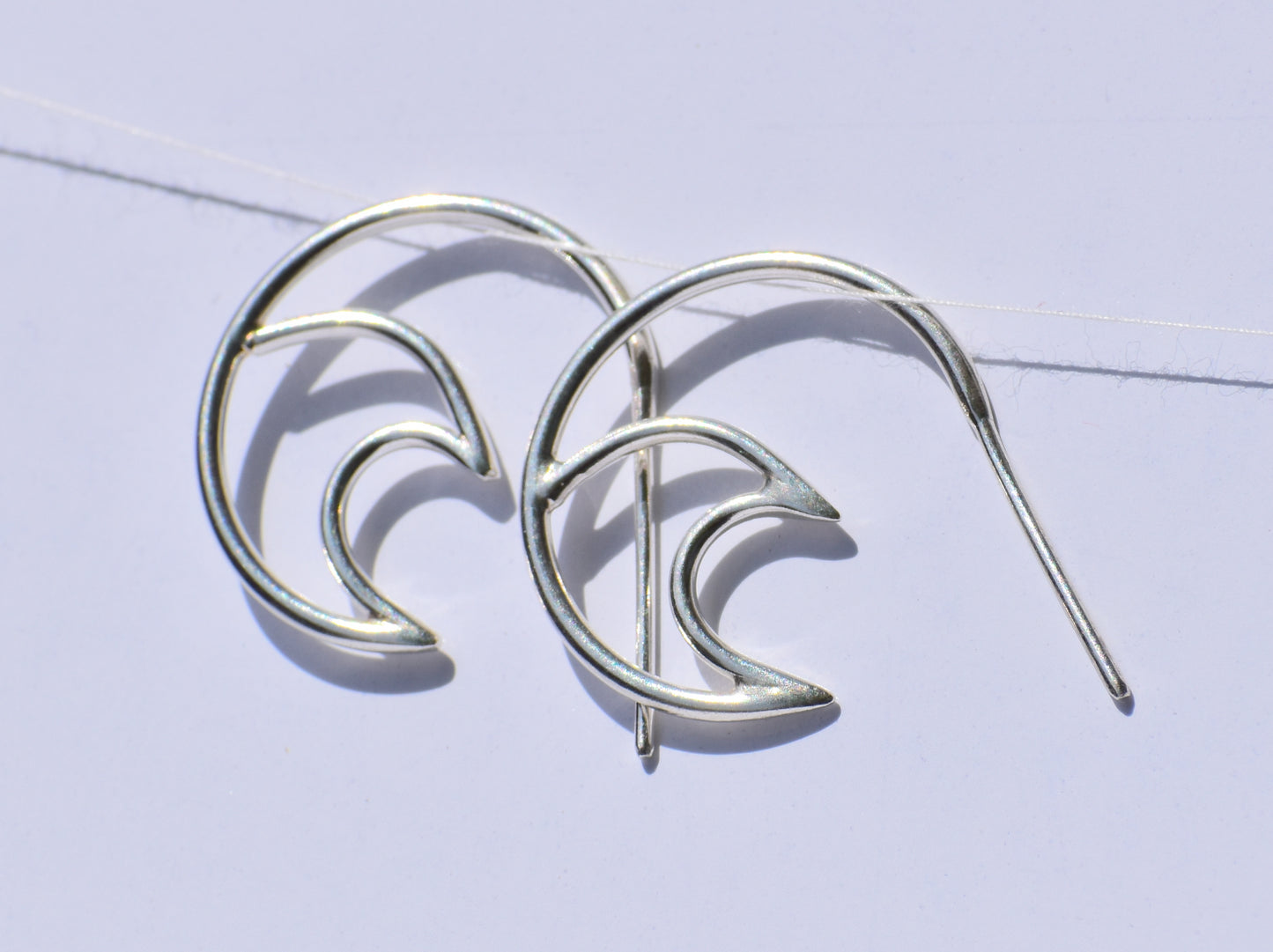 Silver Wave Earrings, Ear Spike Earrings, Handmade Earrings, 925 Sterling Silver Earrings, Surfers Earrings, Boho Earrings, GIft For Women