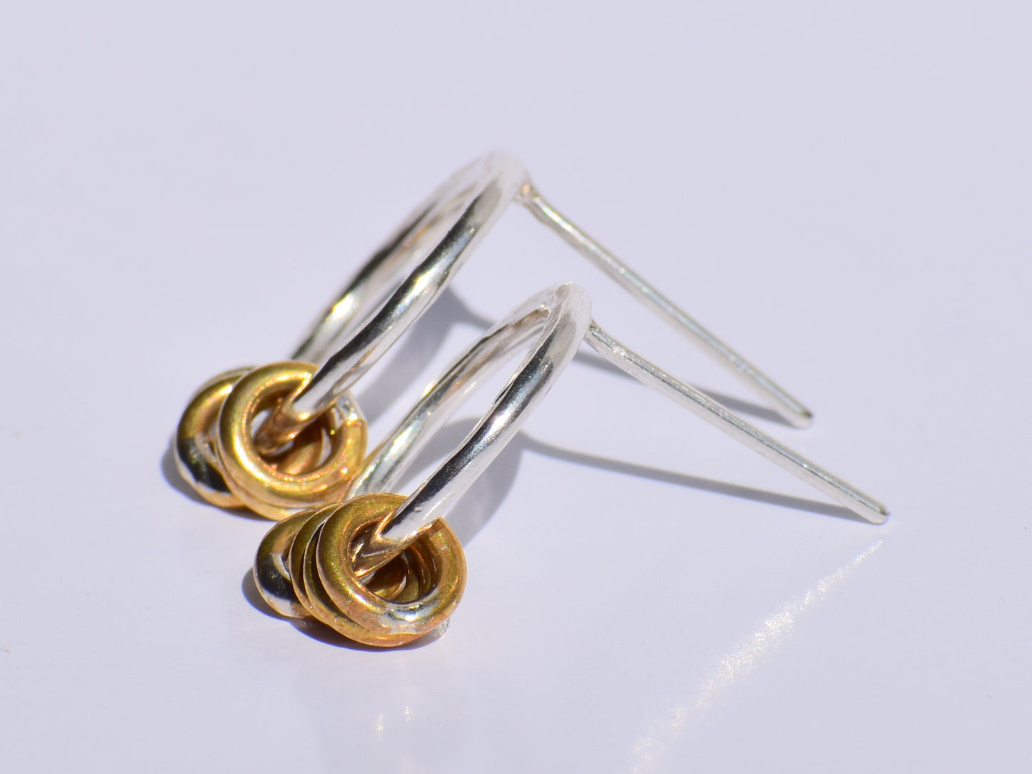 Silver Hollow Circle Studs Earrings, Hammered Ring Studs Earrings, Brass Rings In Silver Ring Earrings, Metal Fusion Ring, Women Accessories