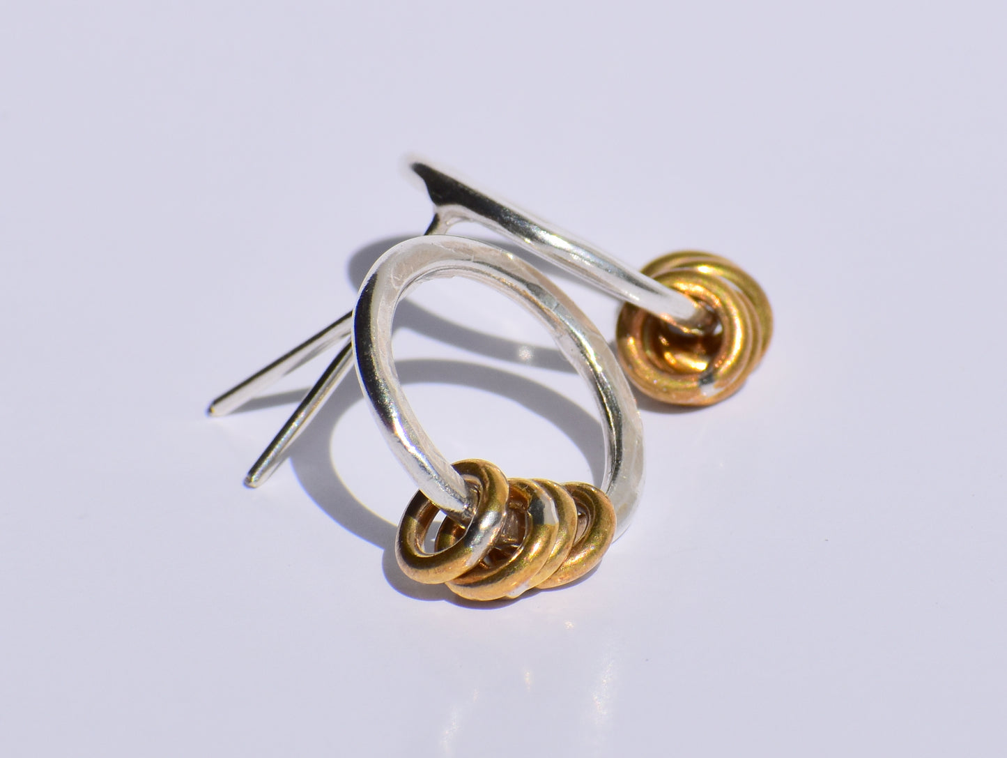 Silver Hollow Circle Studs Earrings, Hammered Ring Studs Earrings, Brass Rings In Silver Ring Earrings, Metal Fusion Ring, Women Accessories