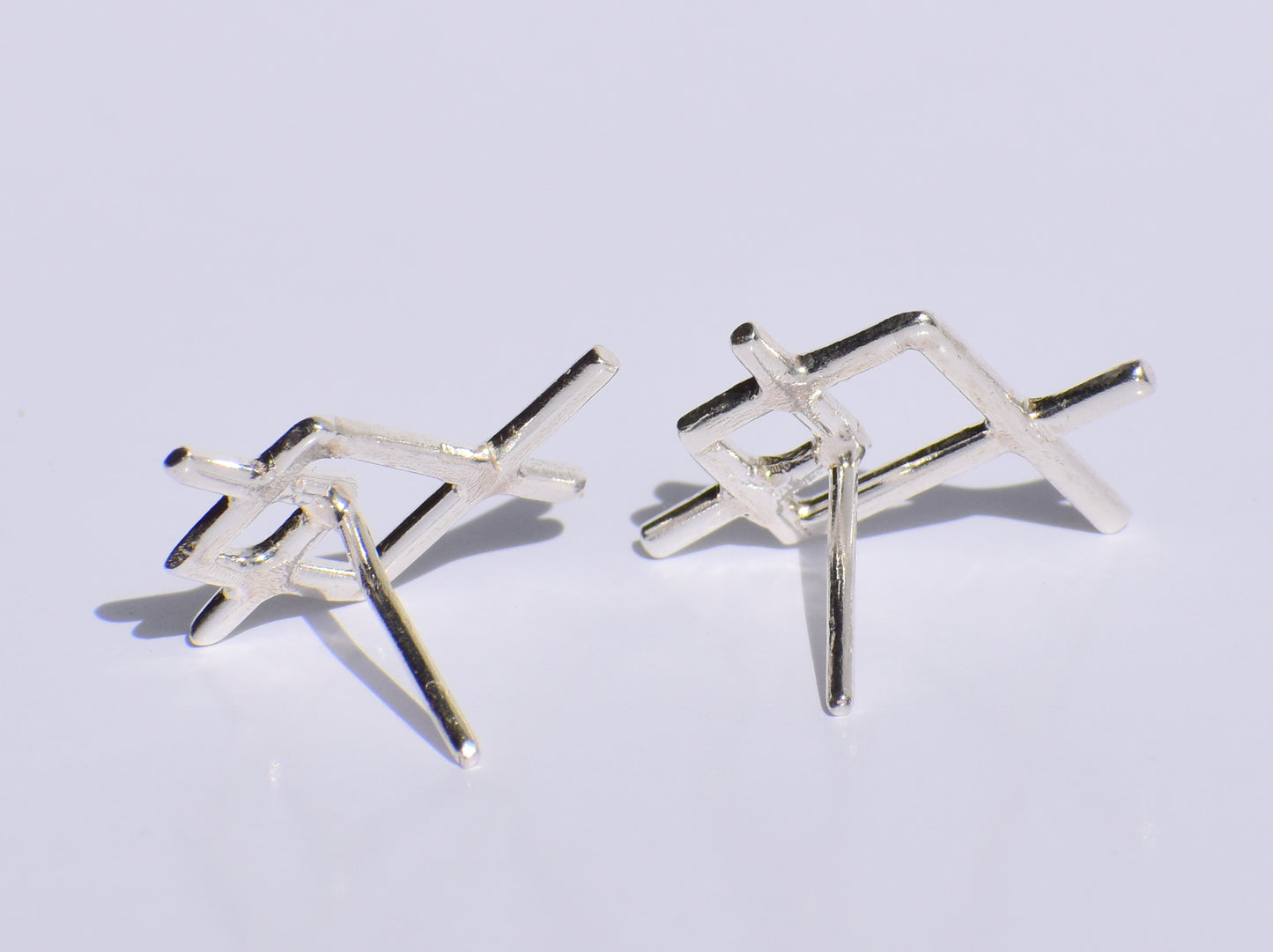 Silver Studs Earrings, Silver Avant Garde Style Earrings, Push Back Closure Earrings, Modern Earrings, Silver Studs, Wedding Gift, Gift Her