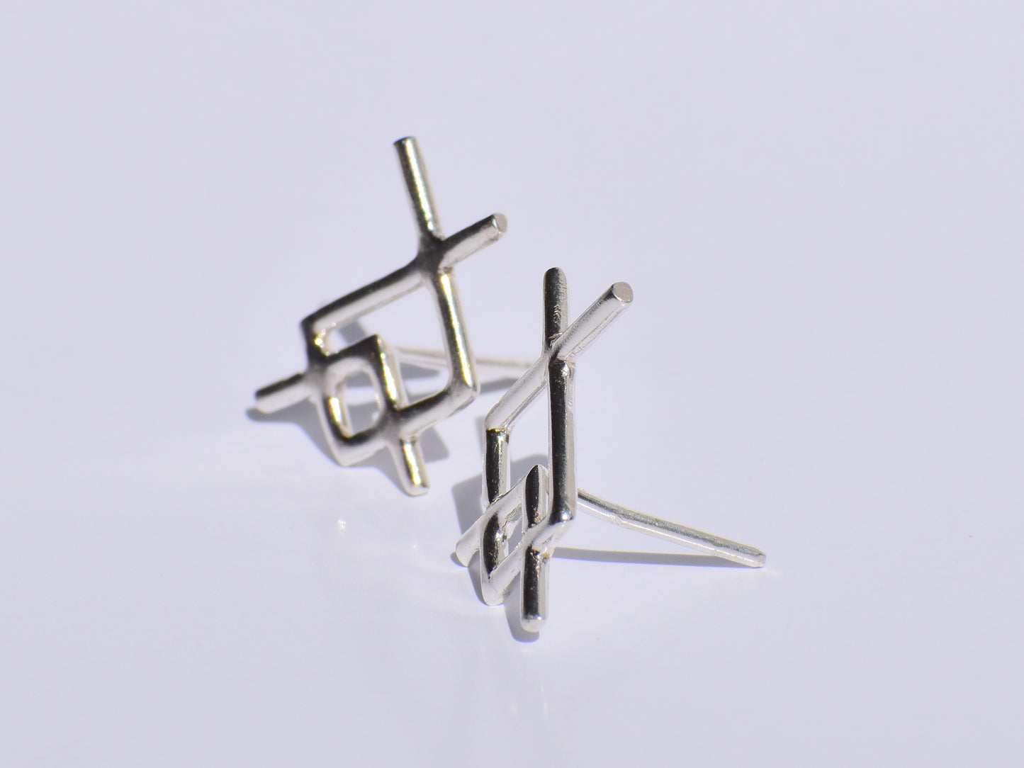Silver Studs Earrings, Silver Avant Garde Style Earrings, Push Back Closure Earrings, Modern Earrings, Silver Studs, Wedding Gift, Gift Her