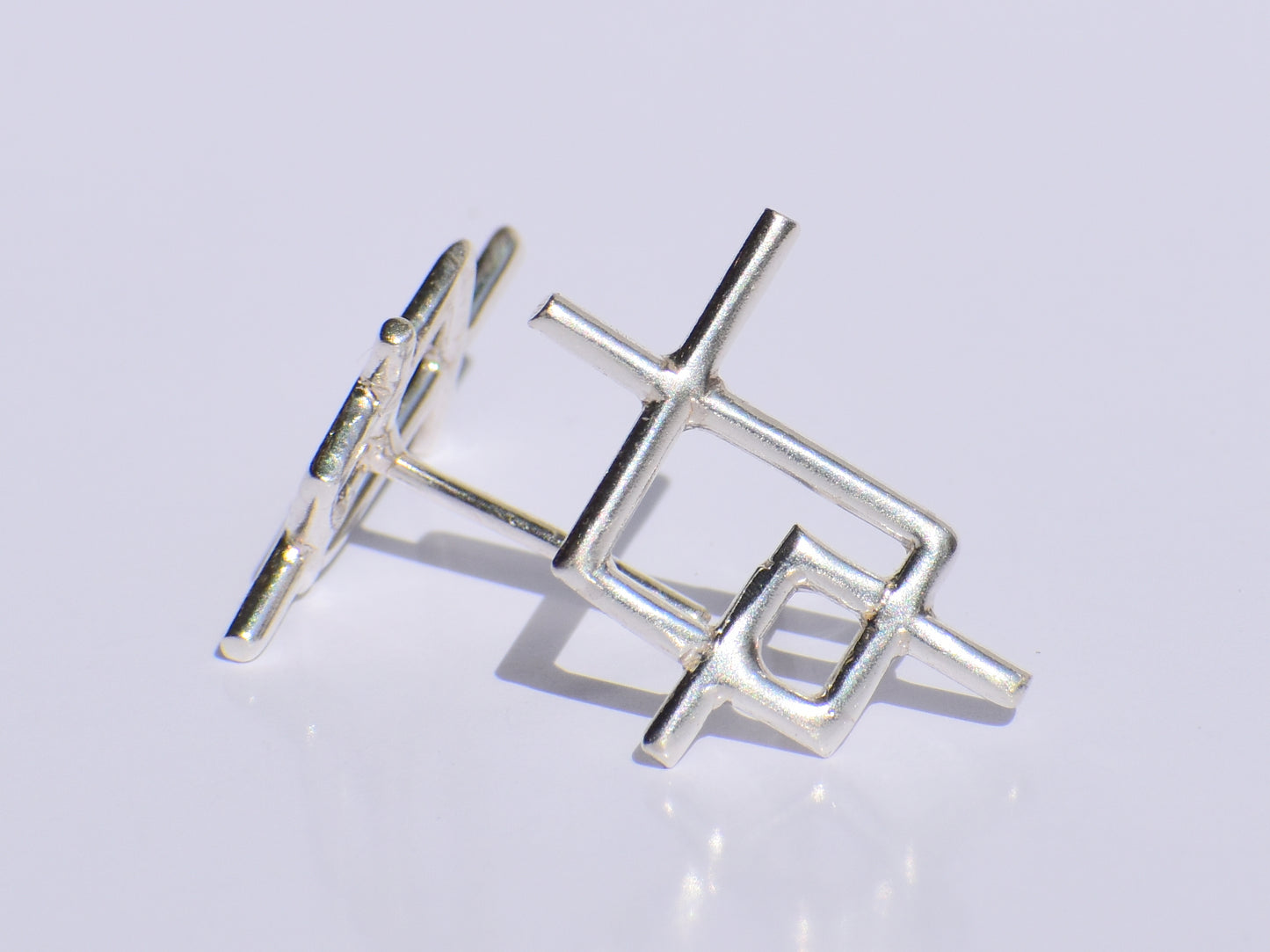 Silver Studs Earrings, Silver Avant Garde Style Earrings, Push Back Closure Earrings, Modern Earrings, Silver Studs, Wedding Gift, Gift Her