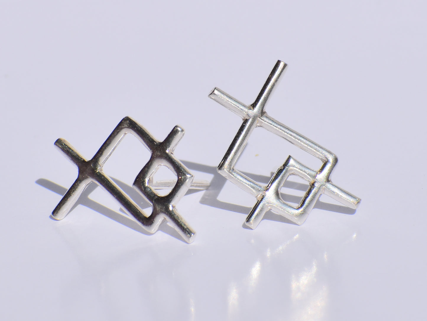 Silver Studs Earrings, Silver Avant Garde Style Earrings, Push Back Closure Earrings, Modern Earrings, Silver Studs, Wedding Gift, Gift Her
