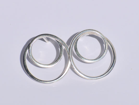 Silver Circle Studs Earrings, Hollow Circle Studs Earrings, 925 Sterling Silver Studs Earrings, Anniversary Gift, Minimalist Women Earrings