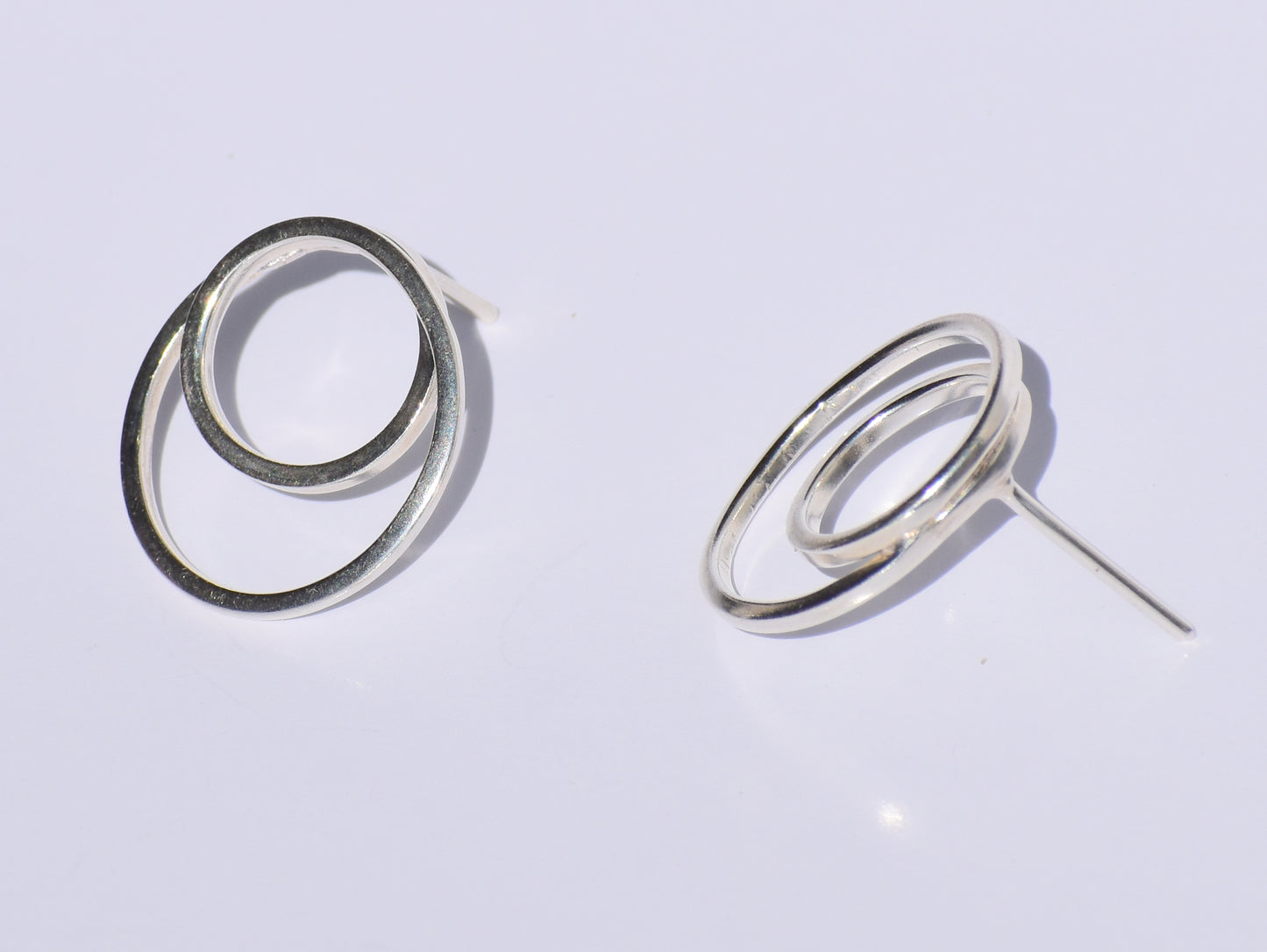 Silver Circle Studs Earrings, Hollow Circle Studs Earrings, 925 Sterling Silver Studs Earrings, Anniversary Gift, Minimalist Women Earrings