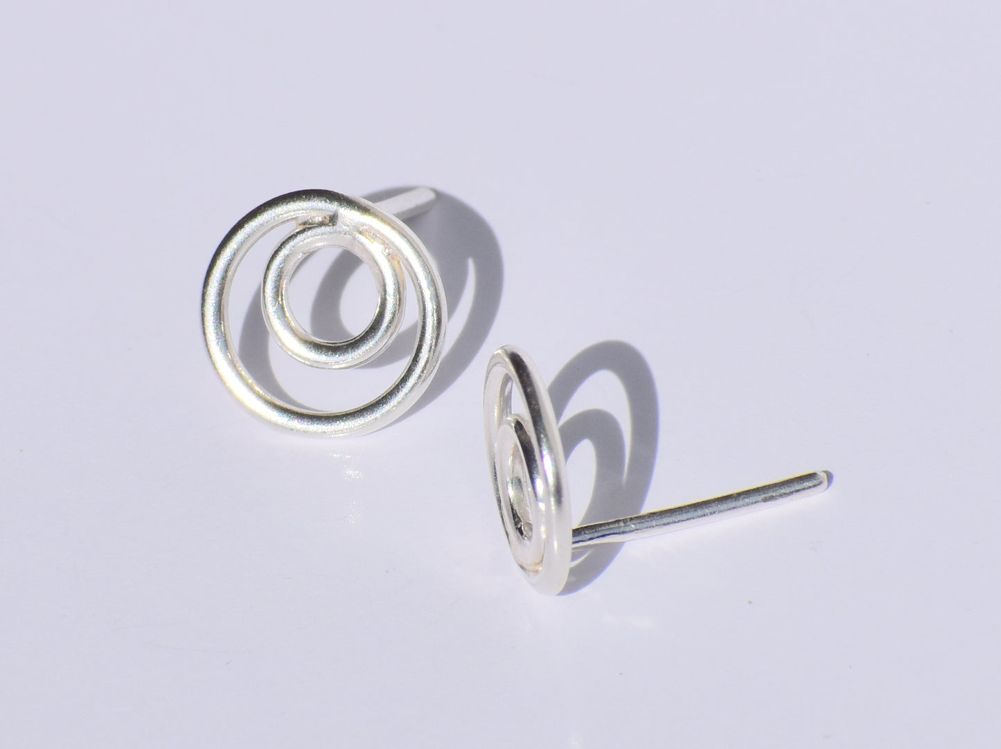 Silver Hollow Circle Studs Earrings, Geometric Jewelry, 925 Sterling Silver Jewelry, Women Accessories, Statement Jewelry, Silver Wire Studs
