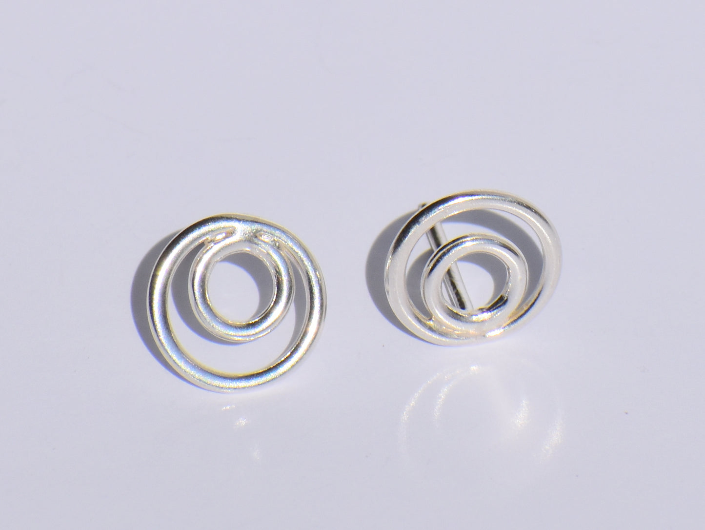 Silver Hollow Circle Studs Earrings, Geometric Jewelry, 925 Sterling Silver Jewelry, Women Accessories, Statement Jewelry, Silver Wire Studs