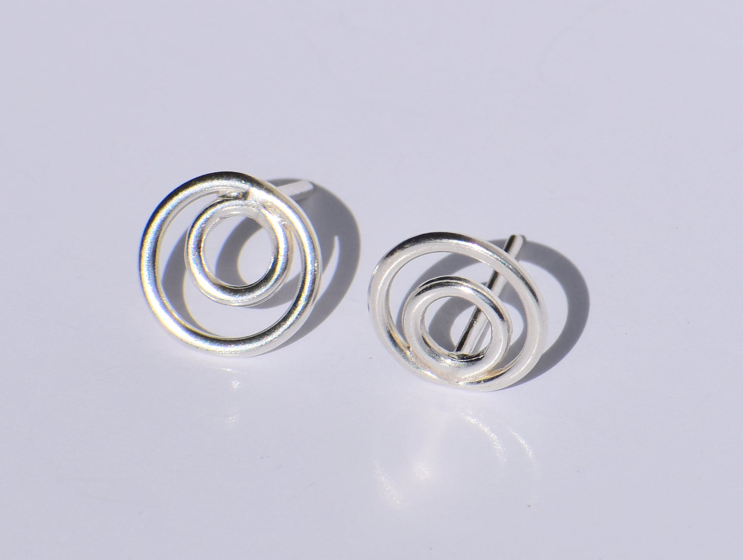 Silver Hollow Circle Studs Earrings, Geometric Jewelry, 925 Sterling Silver Jewelry, Women Accessories, Statement Jewelry, Silver Wire Studs