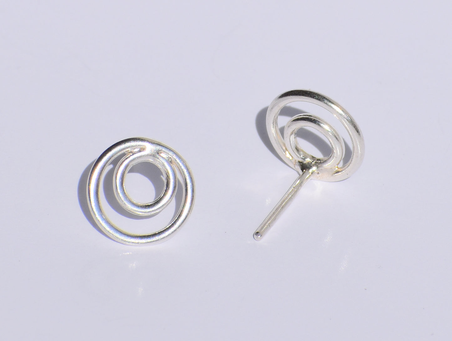 Silver Hollow Circle Studs Earrings, Geometric Jewelry, 925 Sterling Silver Jewelry, Women Accessories, Statement Jewelry, Silver Wire Studs