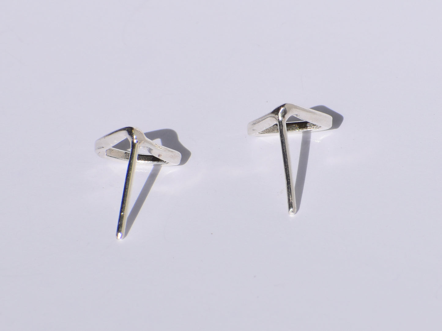Silver Geometric Earrings, Triangular Shape Silver Studs, Handmade Studs Earrings, 925 Sterling Silver Studs Earrings, Easter's Gift For Her