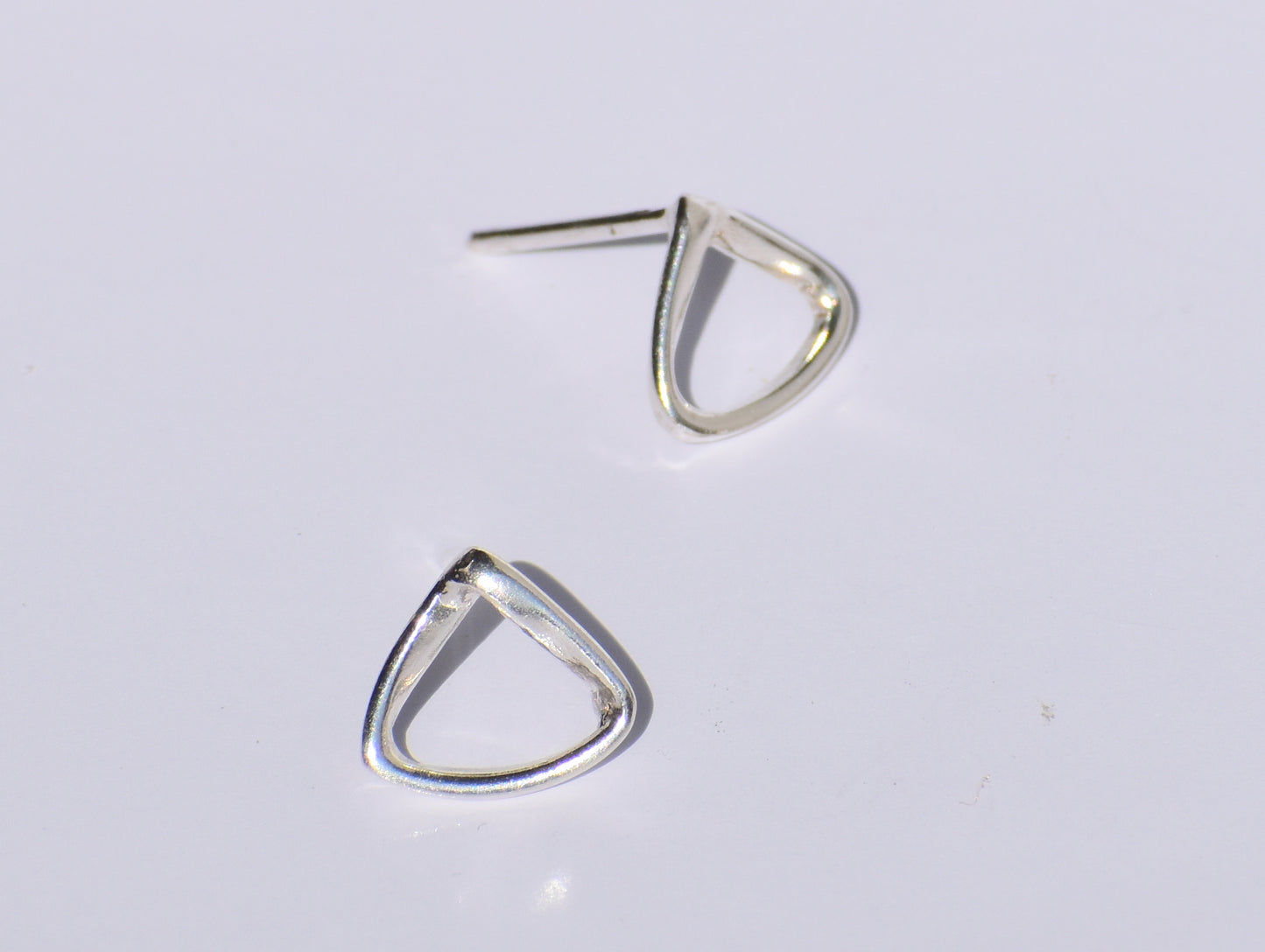 Silver Geometric Earrings, Triangular Shape Silver Studs, Handmade Studs Earrings, 925 Sterling Silver Studs Earrings, Easter's Gift For Her