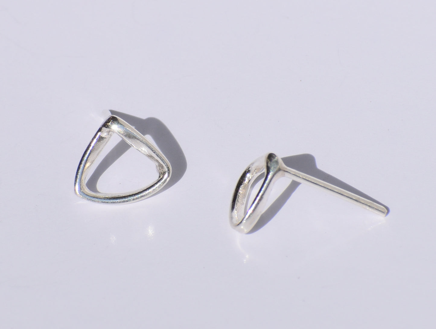 Silver Geometric Earrings, Triangular Shape Silver Studs, Handmade Studs Earrings, 925 Sterling Silver Studs Earrings, Easter's Gift For Her