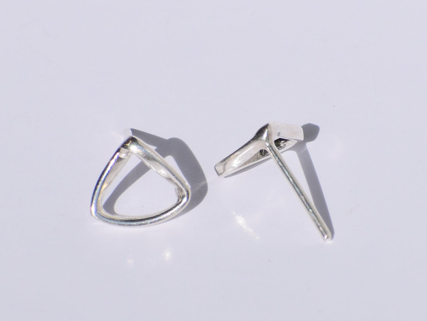 Silver Geometric Earrings, Triangular Shape Silver Studs, Handmade Studs Earrings, 925 Sterling Silver Studs Earrings, Easter's Gift For Her