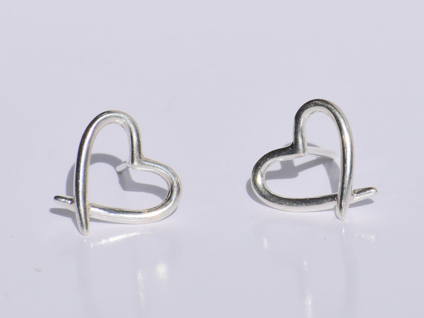 Silver Heart Studs Earrings, Hollow Heart Studs Earrings, Handmade Jewelry, 925 Sterling Silver Jewelry, Easter's Gift, Valentine's Day Gift