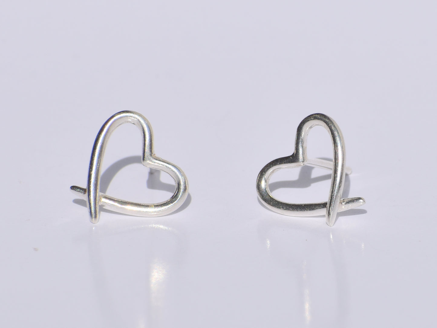 Silver Heart Studs Earrings, Hollow Heart Studs Earrings, Handmade Jewelry, 925 Sterling Silver Jewelry, Easter's Gift, Valentine's Day Gift