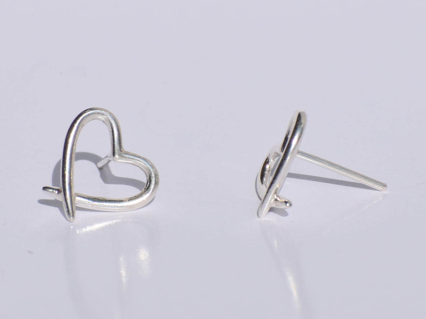 Silver Heart Studs Earrings, Hollow Heart Studs Earrings, Handmade Jewelry, 925 Sterling Silver Jewelry, Easter's Gift, Valentine's Day Gift