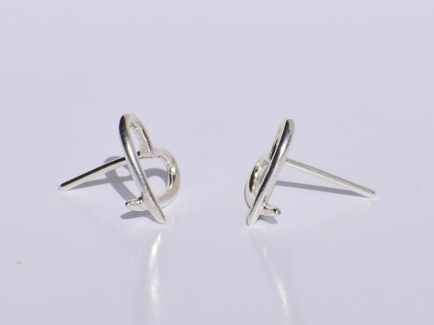 Silver Heart Studs Earrings, Hollow Heart Studs Earrings, Handmade Jewelry, 925 Sterling Silver Jewelry, Easter's Gift, Valentine's Day Gift