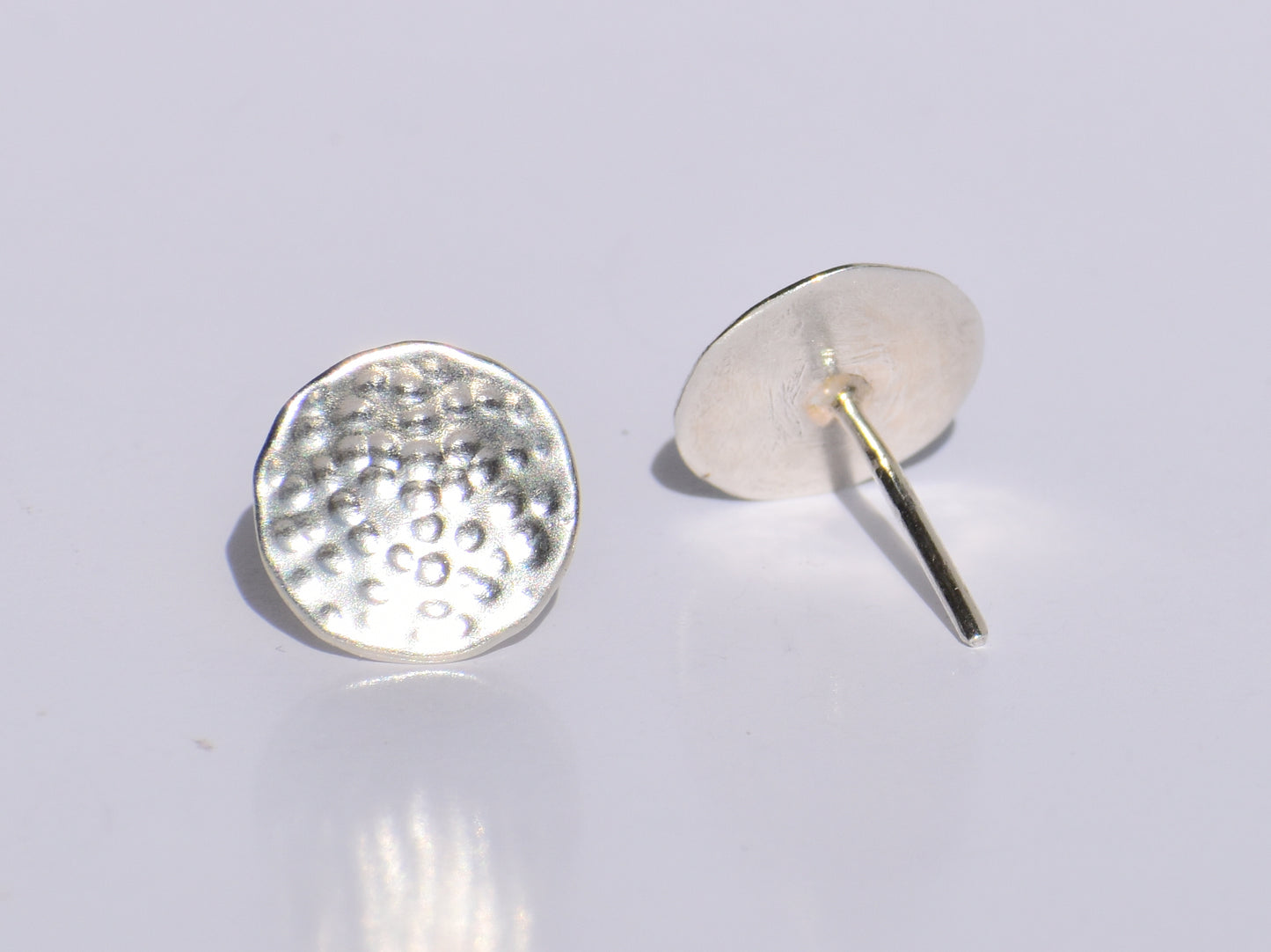 Textured Circle Studs Earrings, Silver Geometric Studs Earrings, Handmade Jewelry, Anniversary Gift, Silver Doted Earrings, Gift For Women