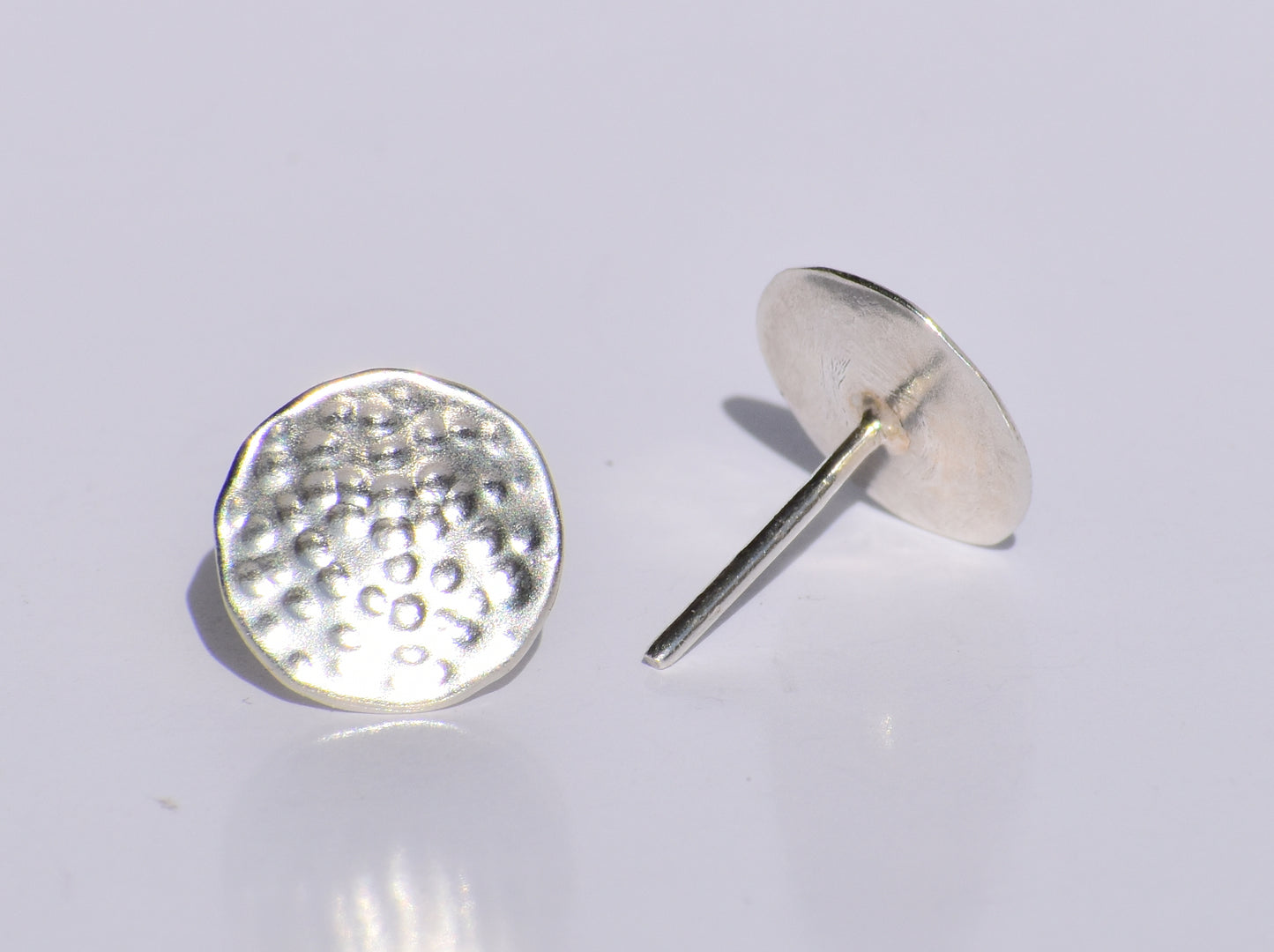 Textured Circle Studs Earrings, Silver Geometric Studs Earrings, Handmade Jewelry, Anniversary Gift, Silver Doted Earrings, Gift For Women