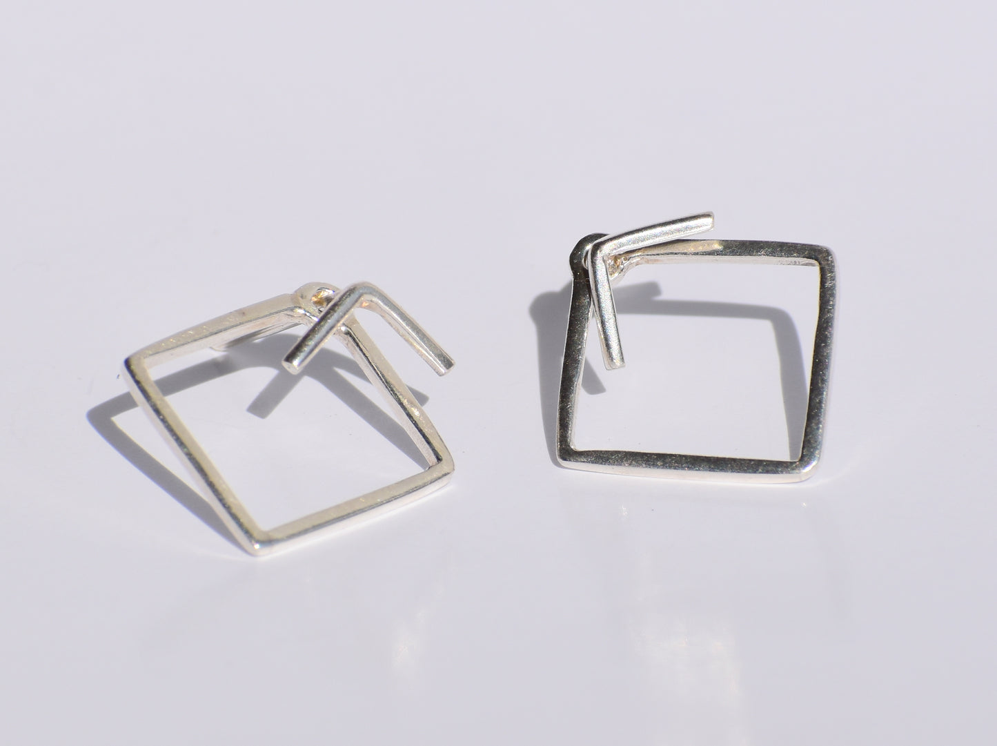 Silver Geometric Studs Earrings, Handmade Jewelry, 925 Sterling Silver, Party Wear Earrings, Customised Earrings, Women Jewelry, Square Stud
