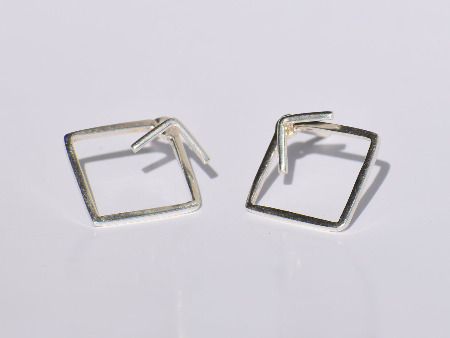 Silver Geometric Studs Earrings, Handmade Jewelry, 925 Sterling Silver, Party Wear Earrings, Customised Earrings, Women Jewelry, Square Stud