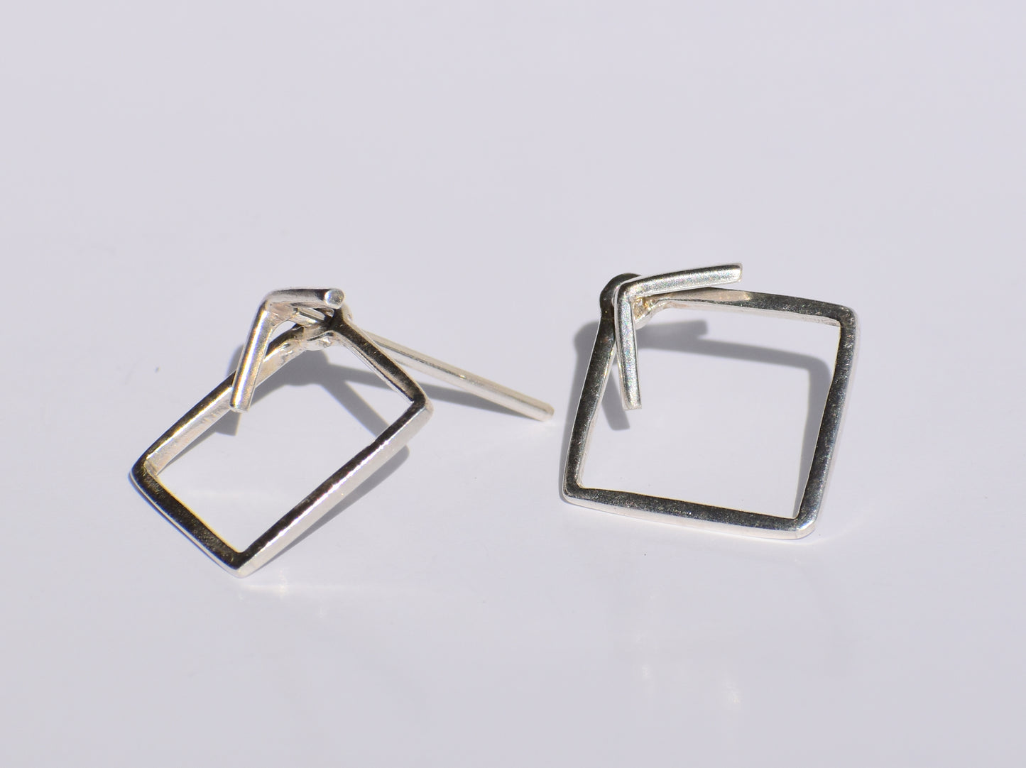 Silver Geometric Studs Earrings, Handmade Jewelry, 925 Sterling Silver, Party Wear Earrings, Customised Earrings, Women Jewelry, Square Stud