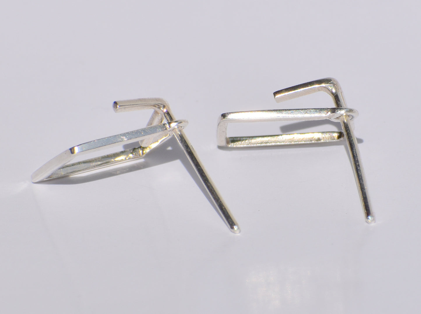 Silver Geometric Studs Earrings, Handmade Jewelry, 925 Sterling Silver, Party Wear Earrings, Customised Earrings, Women Jewelry, Square Stud