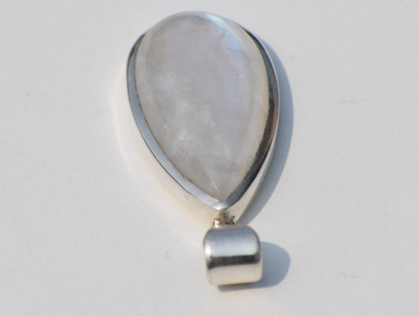 Natural Moonstone Pendant, Pear Shape Moonstone, Blue-Flash Moonstone, Healing Crystal, Bohemian Jewelry, Wedding Jewelry, Pendant For Her