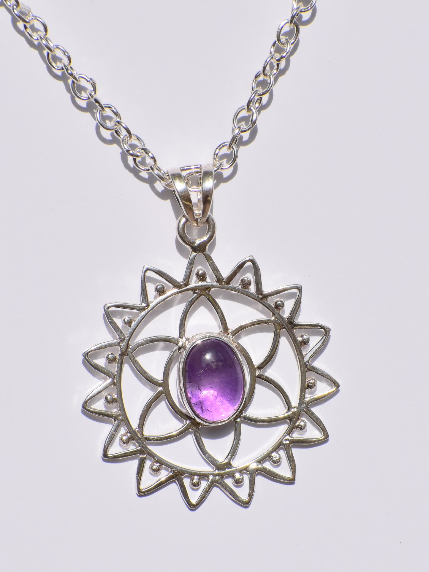 Amethyst Pendant, 925 Sterling Silver Pendant, Handmade Necklace, Oval Stone Necklace, Healing Stone, Purple Stone Jewelry, Women Accessory