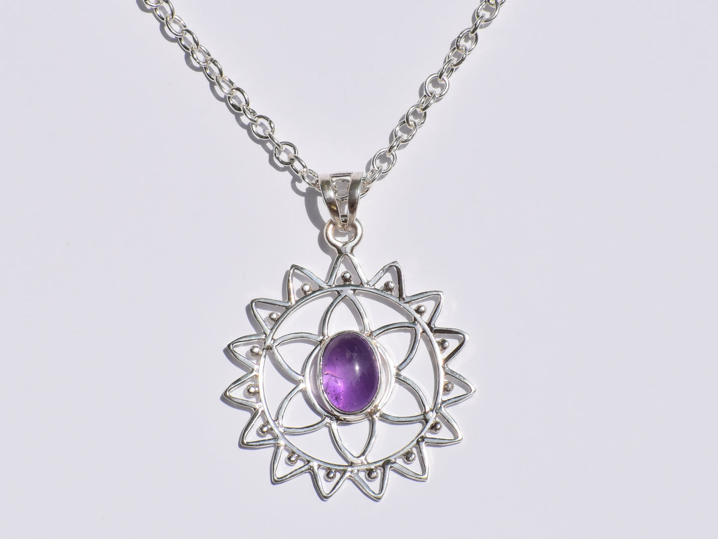Amethyst Pendant, 925 Sterling Silver Pendant, Handmade Necklace, Oval Stone Necklace, Healing Stone, Purple Stone Jewelry, Women Accessory