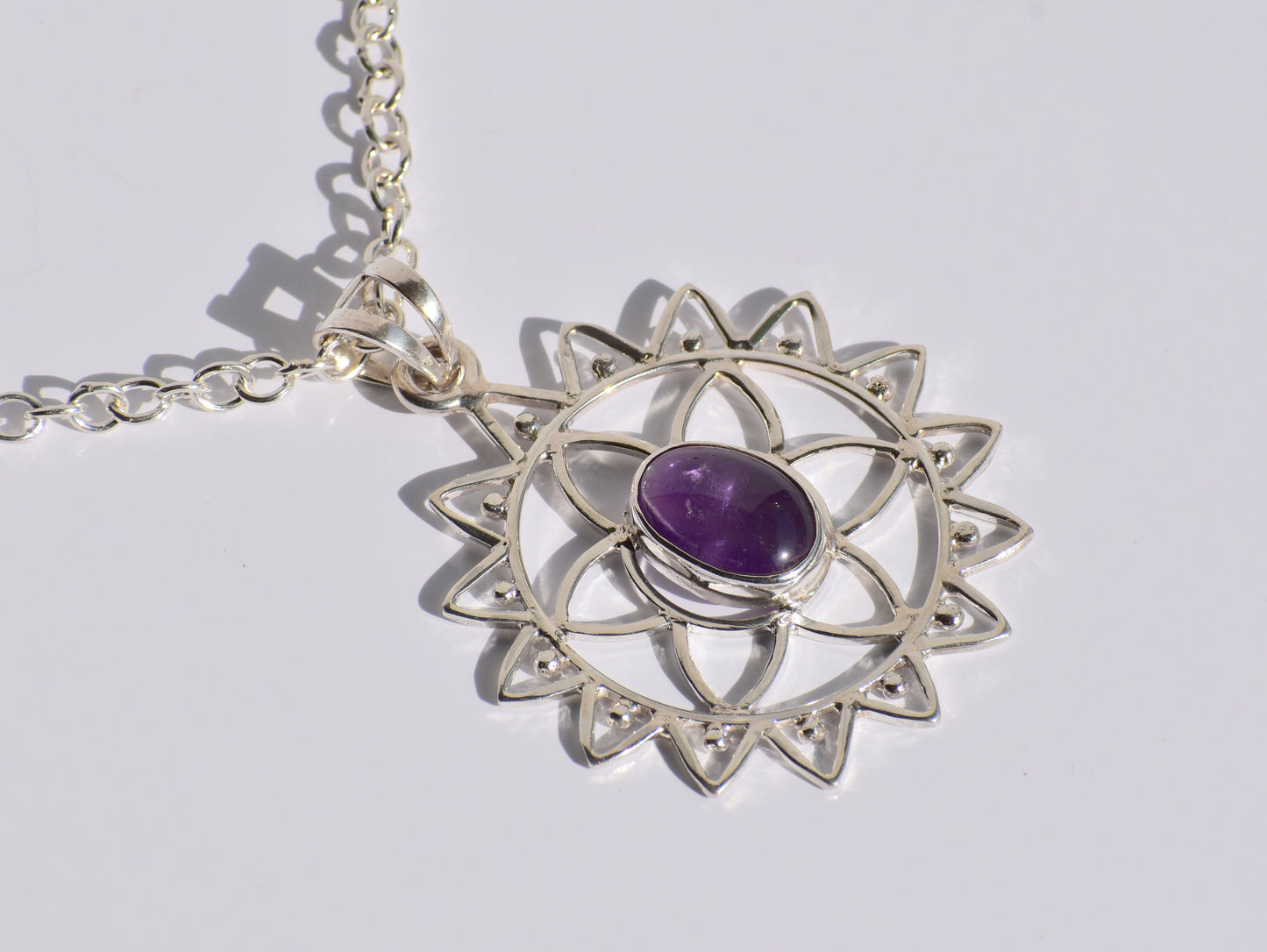 Amethyst Pendant, 925 Sterling Silver Pendant, Handmade Necklace, Oval Stone Necklace, Healing Stone, Purple Stone Jewelry, Women Accessory