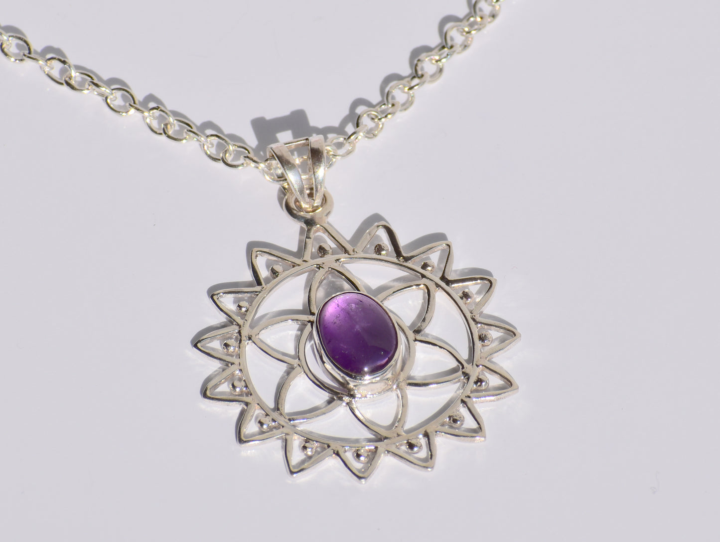 Amethyst Pendant, 925 Sterling Silver Pendant, Handmade Necklace, Oval Stone Necklace, Healing Stone, Purple Stone Jewelry, Women Accessory
