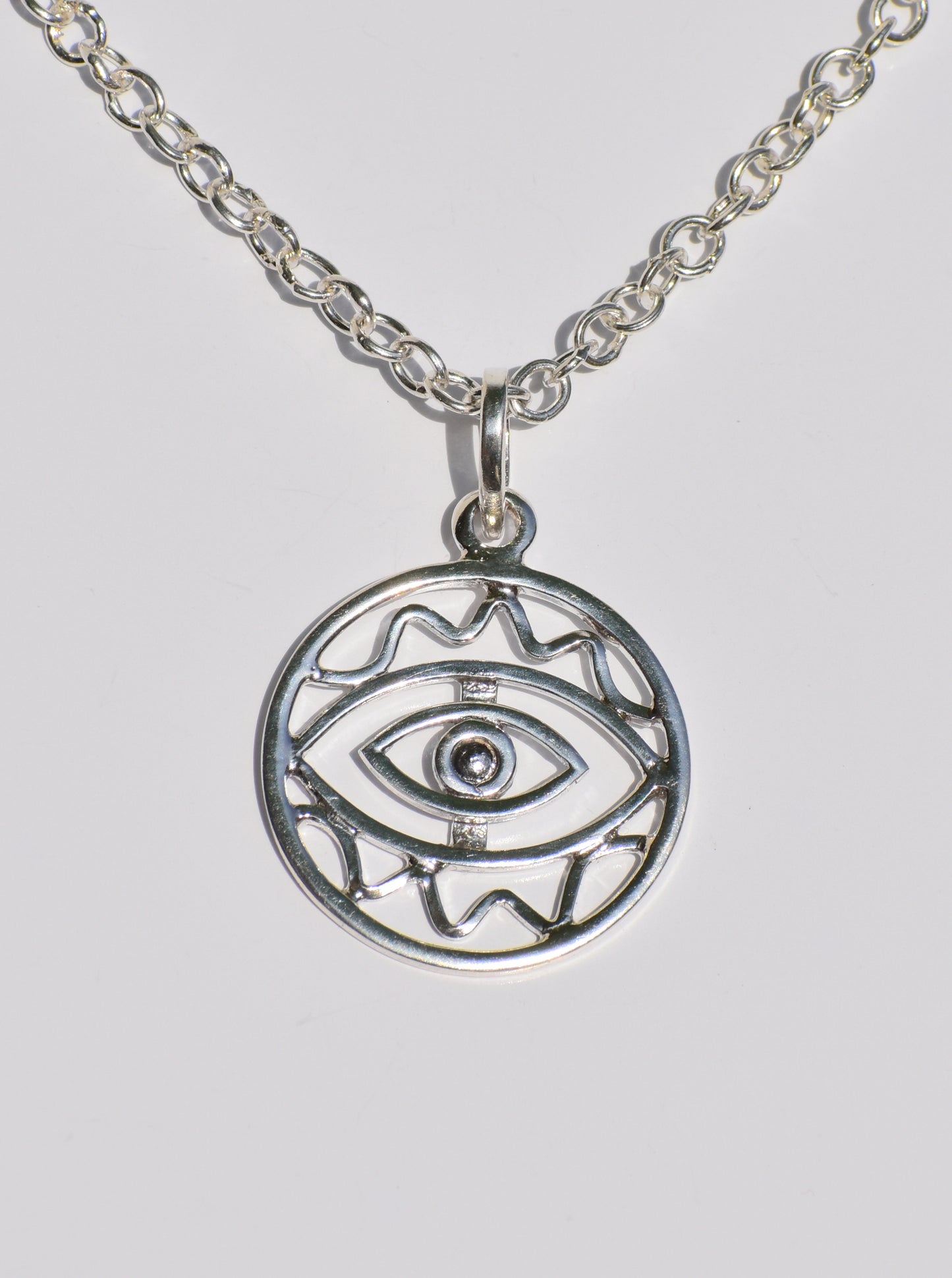 Evil Eye Necklace, Silver Chain Necklace, 925 Sterling Silver Pendant, Handmade Pendant, Evil Eye Pendant, Silver Layers, Gifts Idea For Her